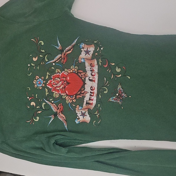 2 Women's Long Sleeve Tops...Black And Green - Picture 8 of 10